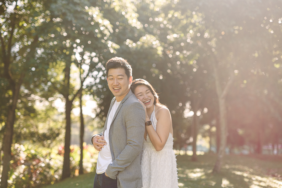 Genuine smiles and laughter during the couple's portrait session in Taman Desa Park City